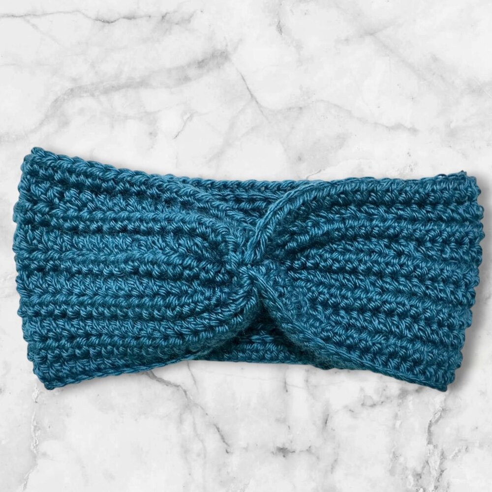 Headband Crochet X-Twist for Adults Medium Size Color Ocean Brand New Handmade